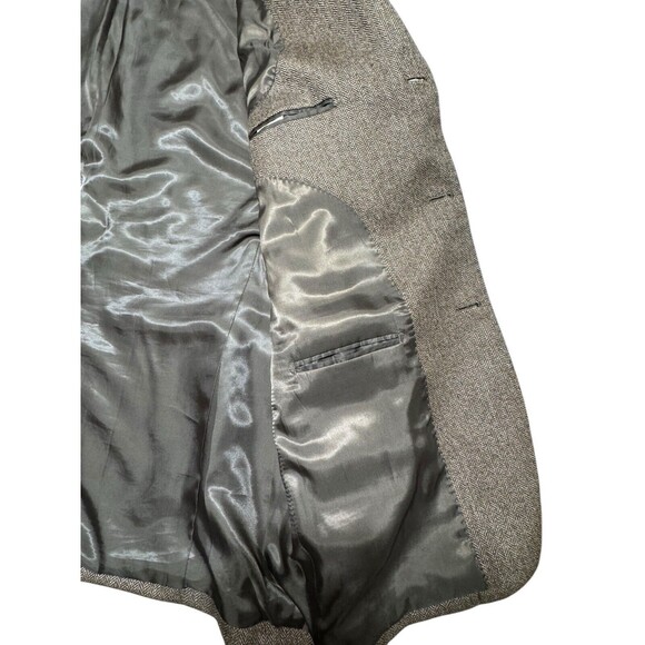 Andrew Fezza Men's Sport Coat Blazer 3 Button Brown Herringbone Wool Blend 42R - Picture 5 of 11